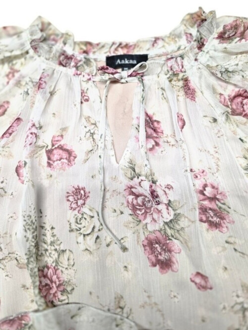 Dusty Pink Roses On Cream Top Is Sheer Has Lining Medium